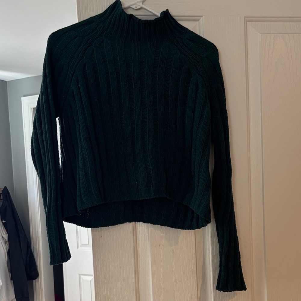 Dark green small AE crop sweater